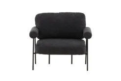 Designer Loungesessel Arvika – Anthrazit, Bouclé mit Stahlgestell
