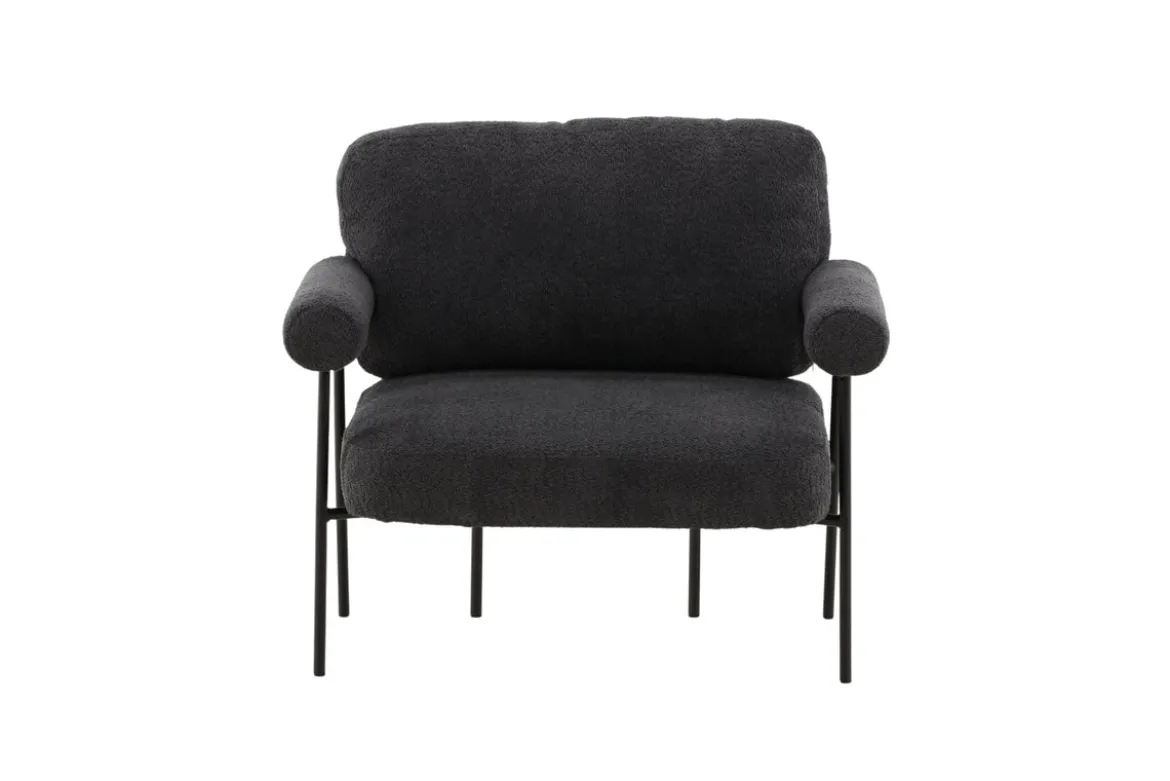 Designer Loungesessel Arvika – Anthrazit, Bouclé mit Stahlgestell