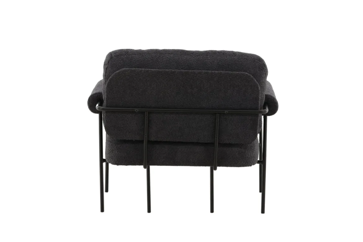Designer Loungesessel Arvika – Anthrazit, Bouclé mit Stahlgestell