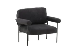 Designer Loungesessel Arvika – Anthrazit, Bouclé mit Stahlgestell