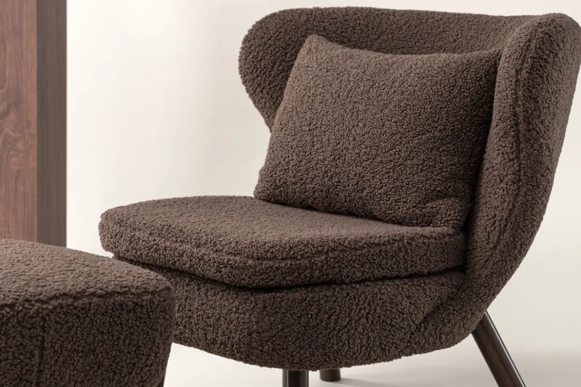 Designer Lounge Sessel Eldvik – Teddy-Optik Braun