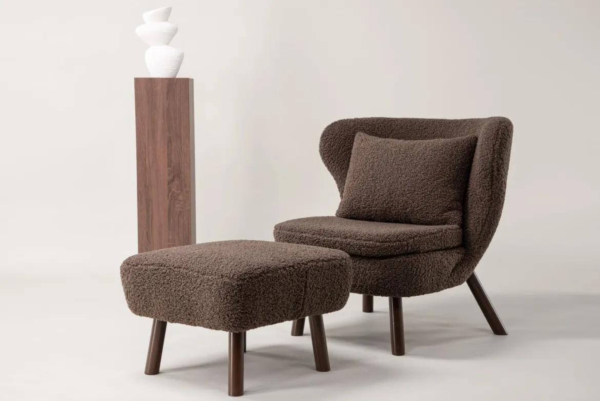 Designer Lounge Sessel Eldvik – Teddy-Optik Braun
