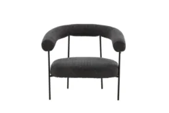 Designer Loungesessel Haga – Anthrazit, Bouclé mit Stahlgestell