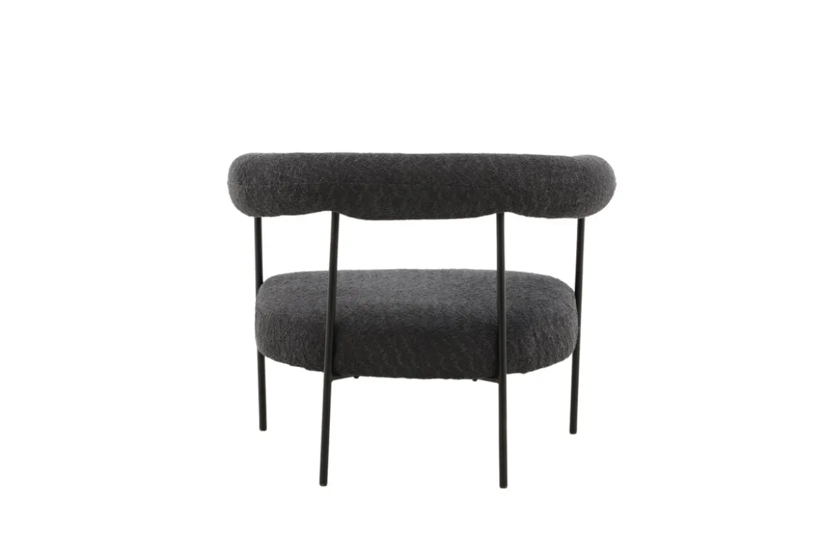 Designer Loungesessel Haga – Anthrazit, Bouclé mit Stahlgestell