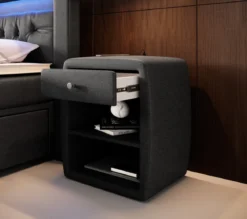 Designer Nachttisch Amalia mit USB Anschluss (Stoff)