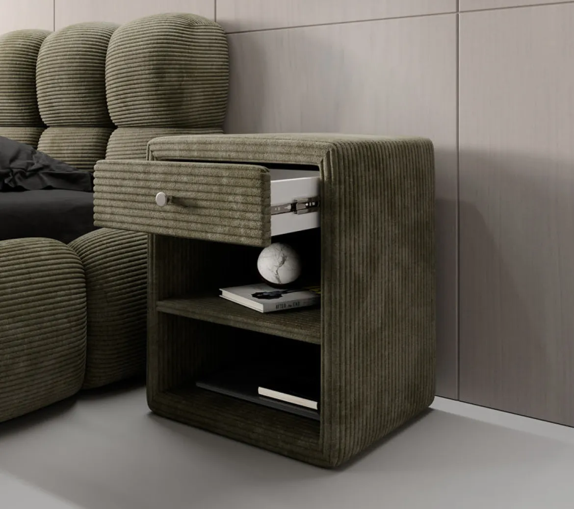 Designer Nachttisch Amy in Cord