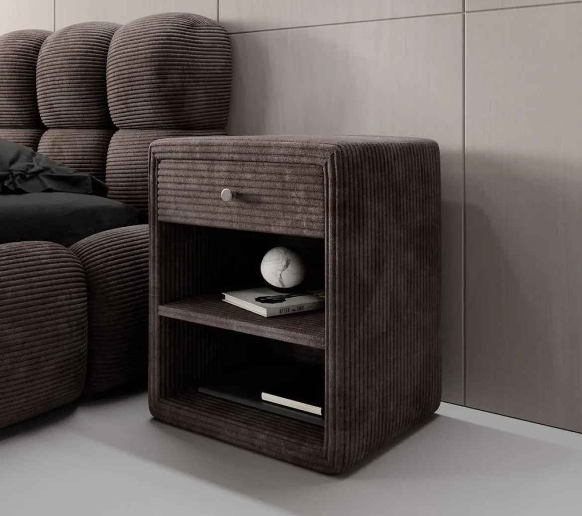 Designer Nachttisch Amy in Cord