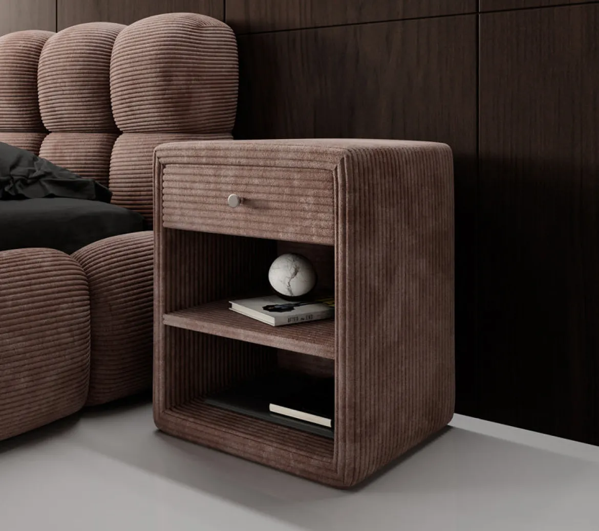 Designer Nachttisch Amy in Cord