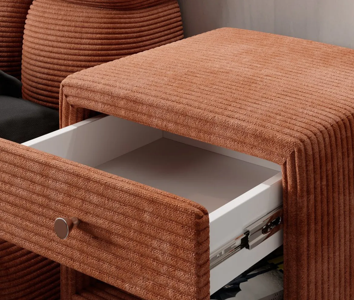 Designer Nachttisch Amy in Cord