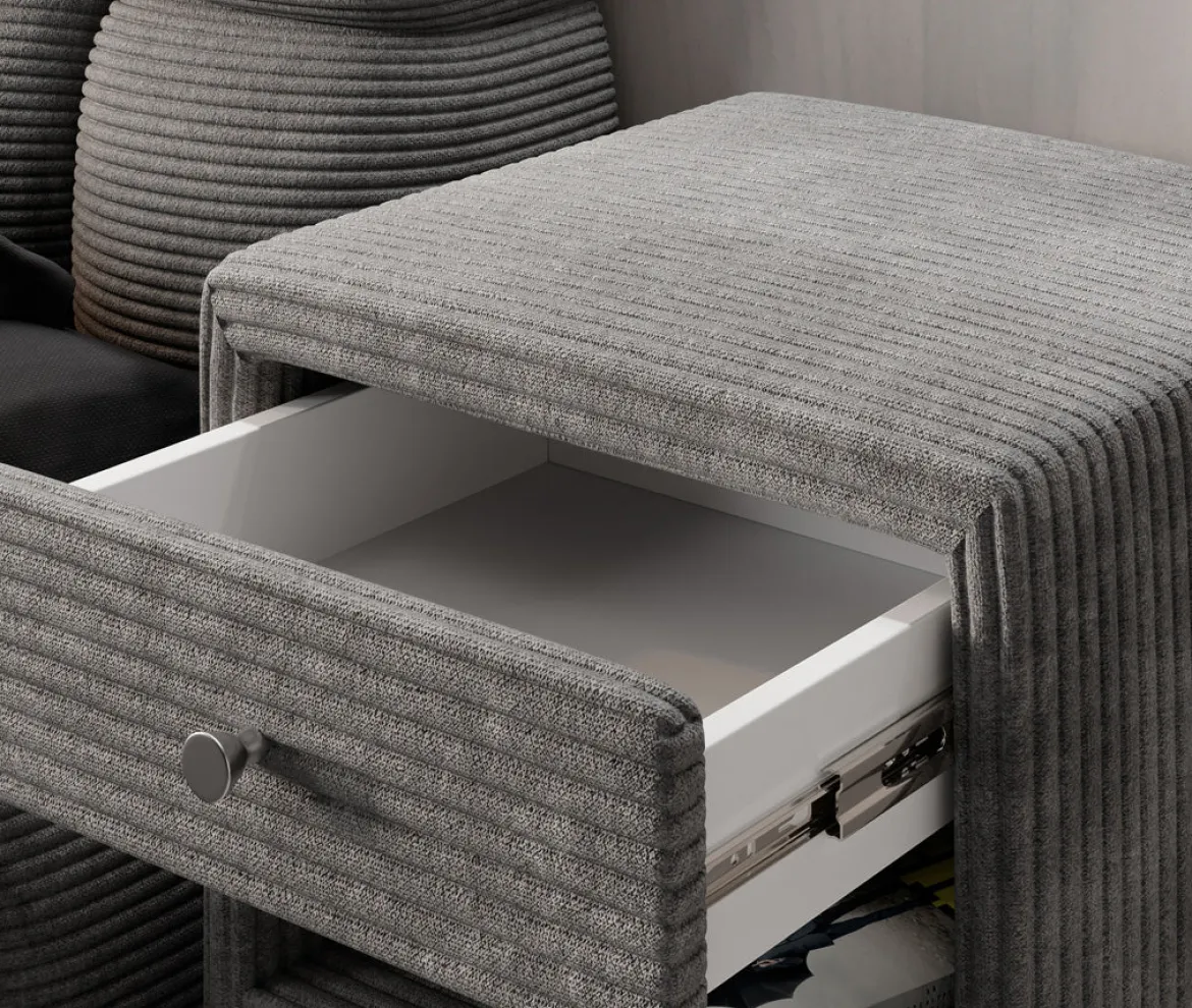 Designer Nachttisch Amy in Cord