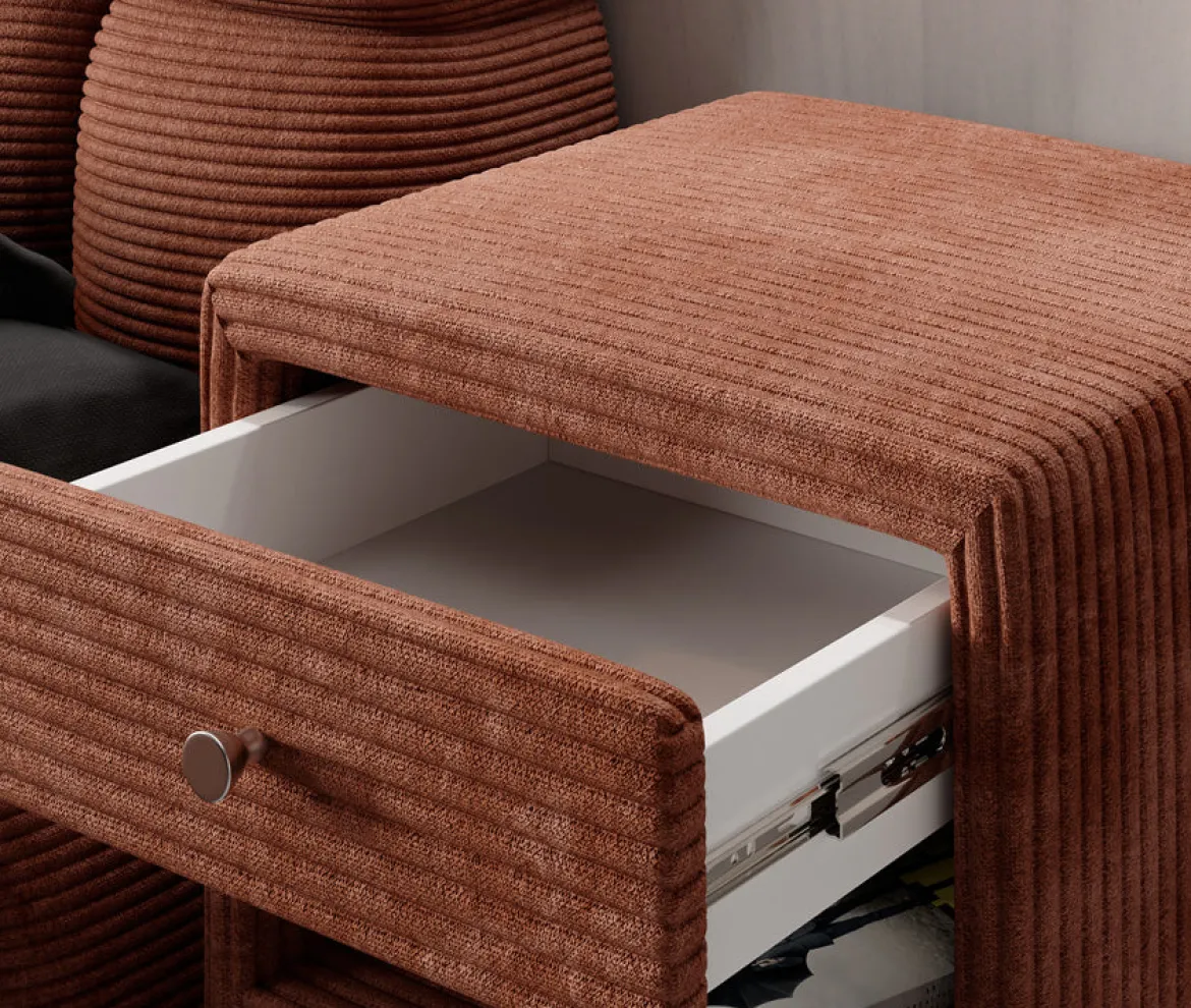 Designer Nachttisch Amy in Cord