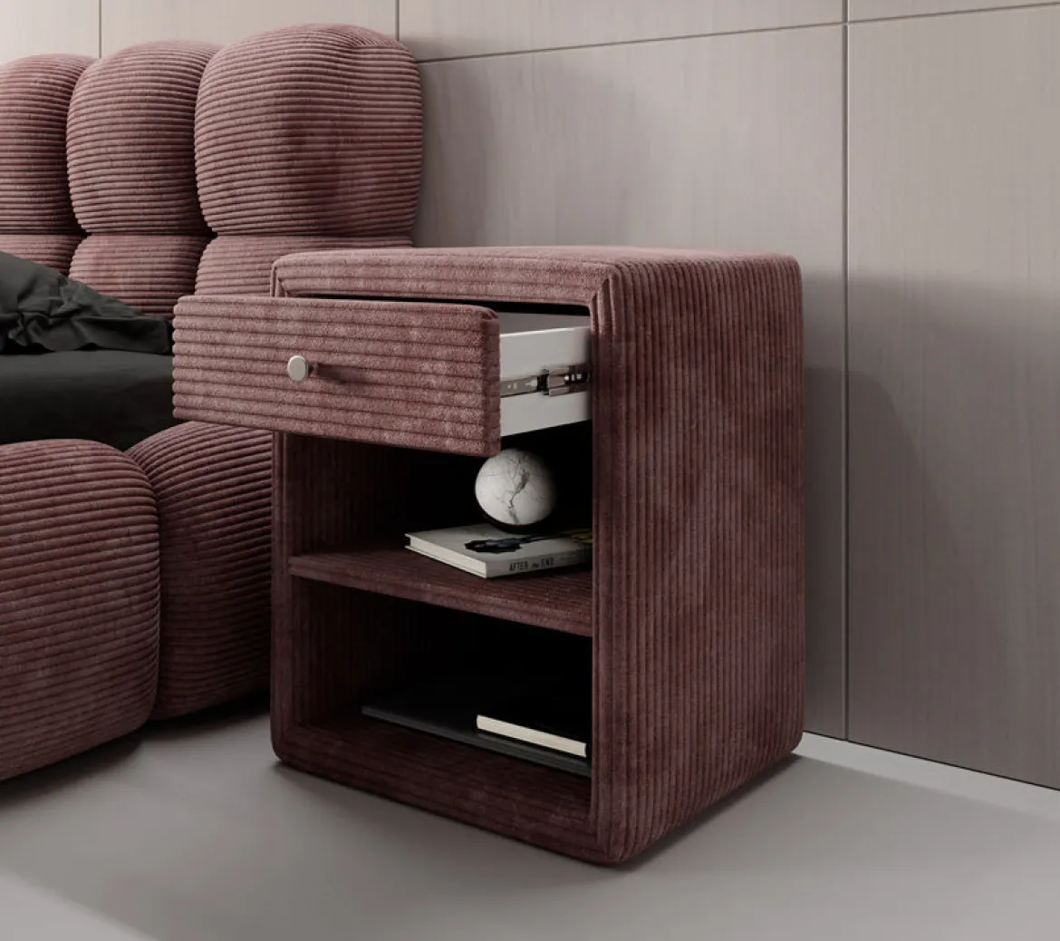 Designer Nachttisch Amy in Cord