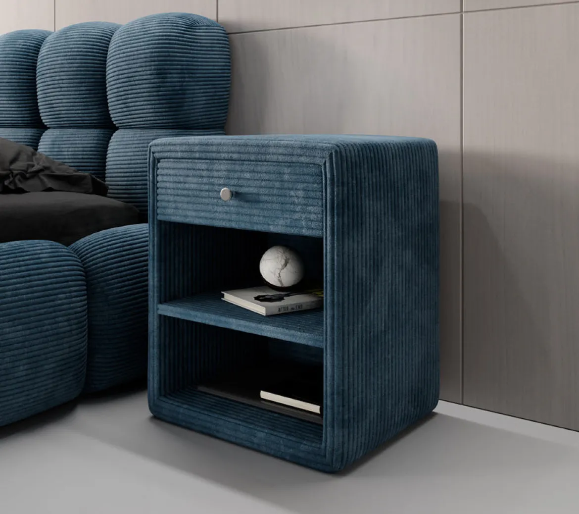 Designer Nachttisch Amy in Cord