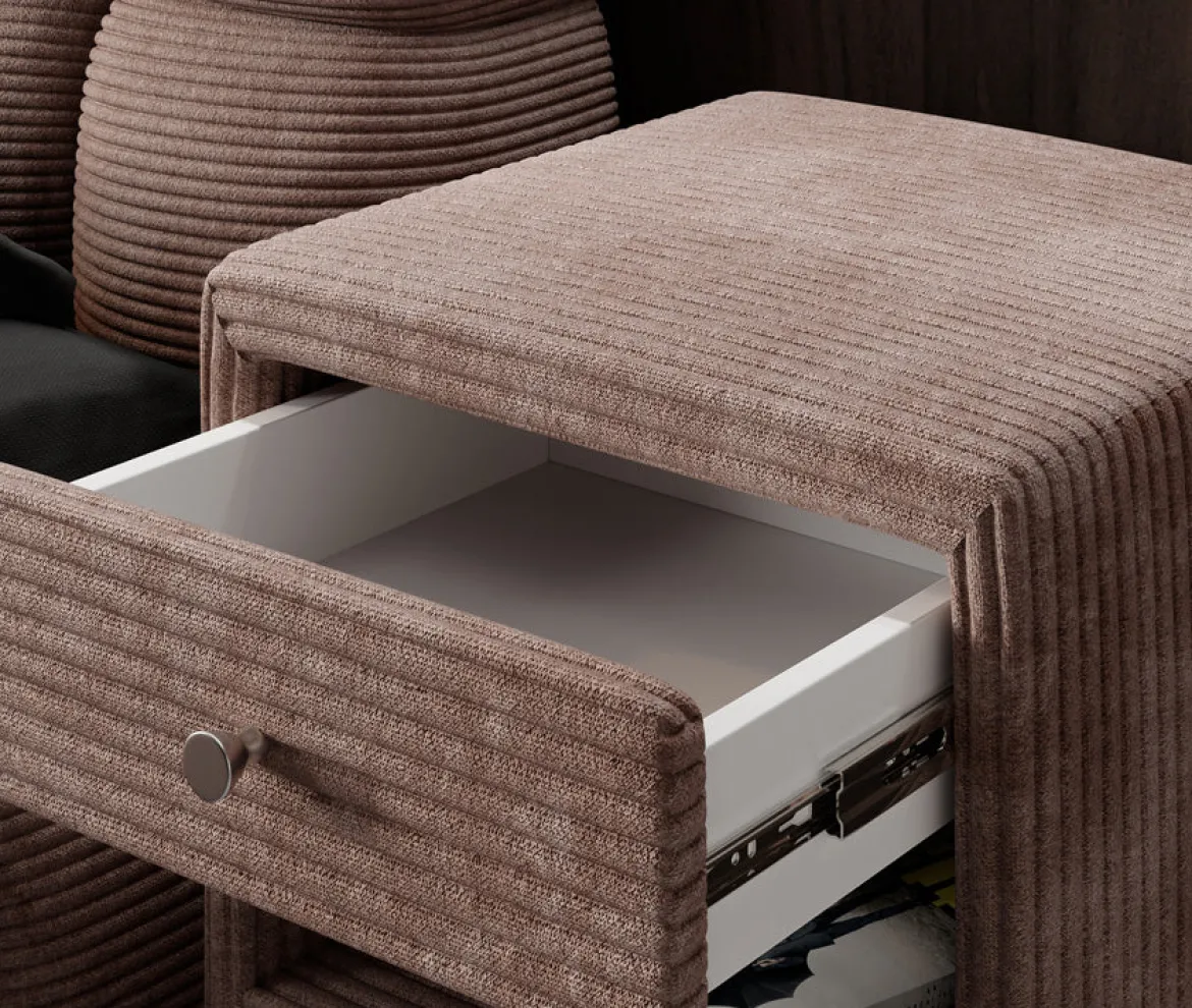 Designer Nachttisch Amy in Cord