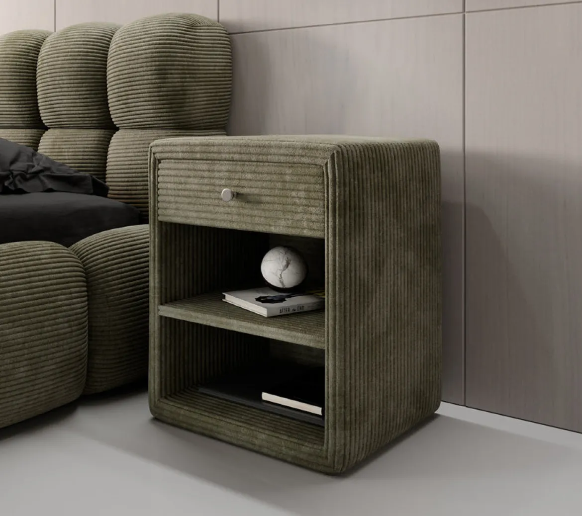 Designer Nachttisch Amy in Cord