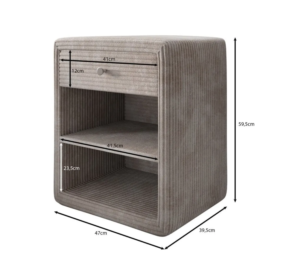 Designer Nachttisch Amy in Cord
