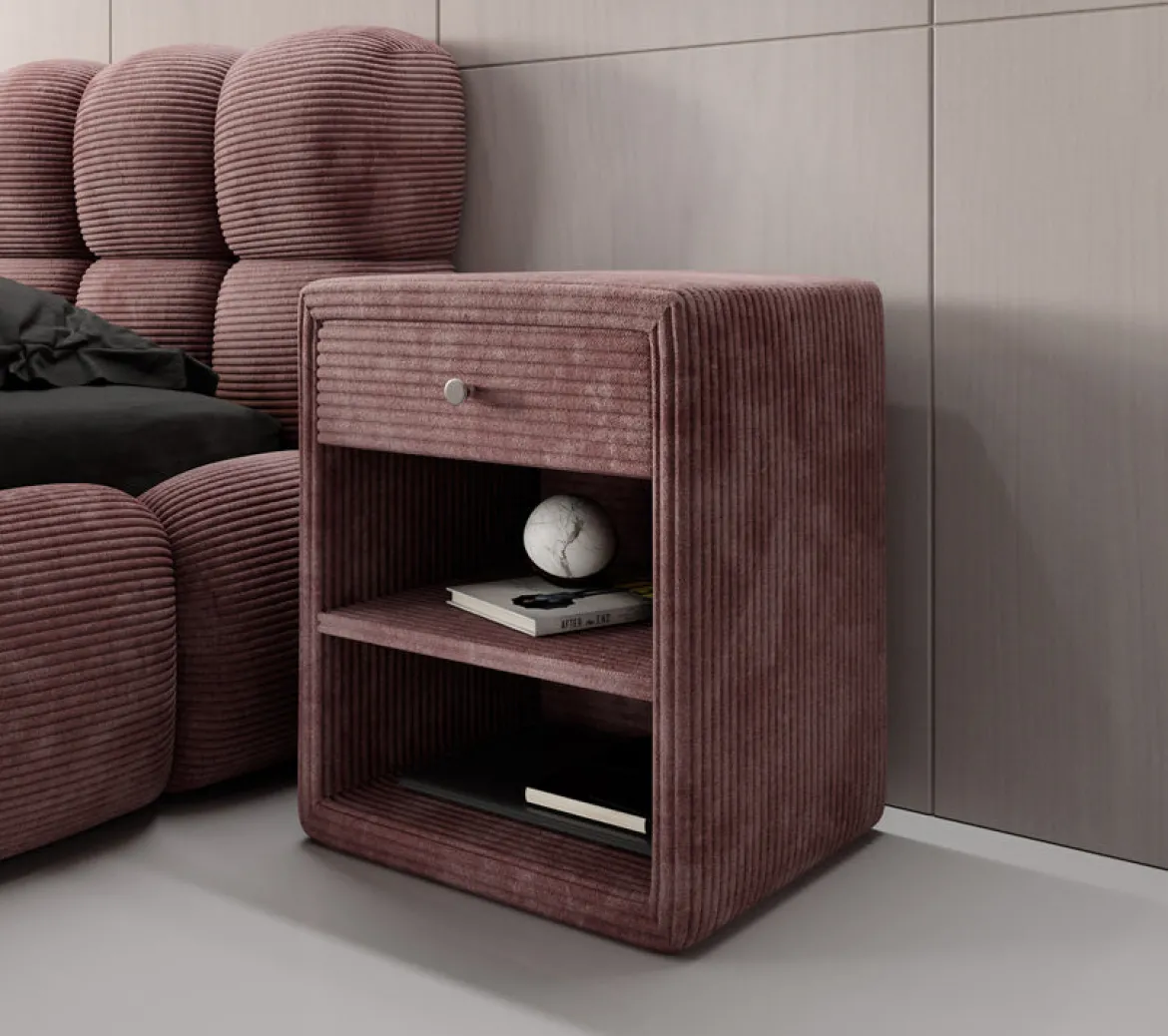 Designer Nachttisch Amy in Cord