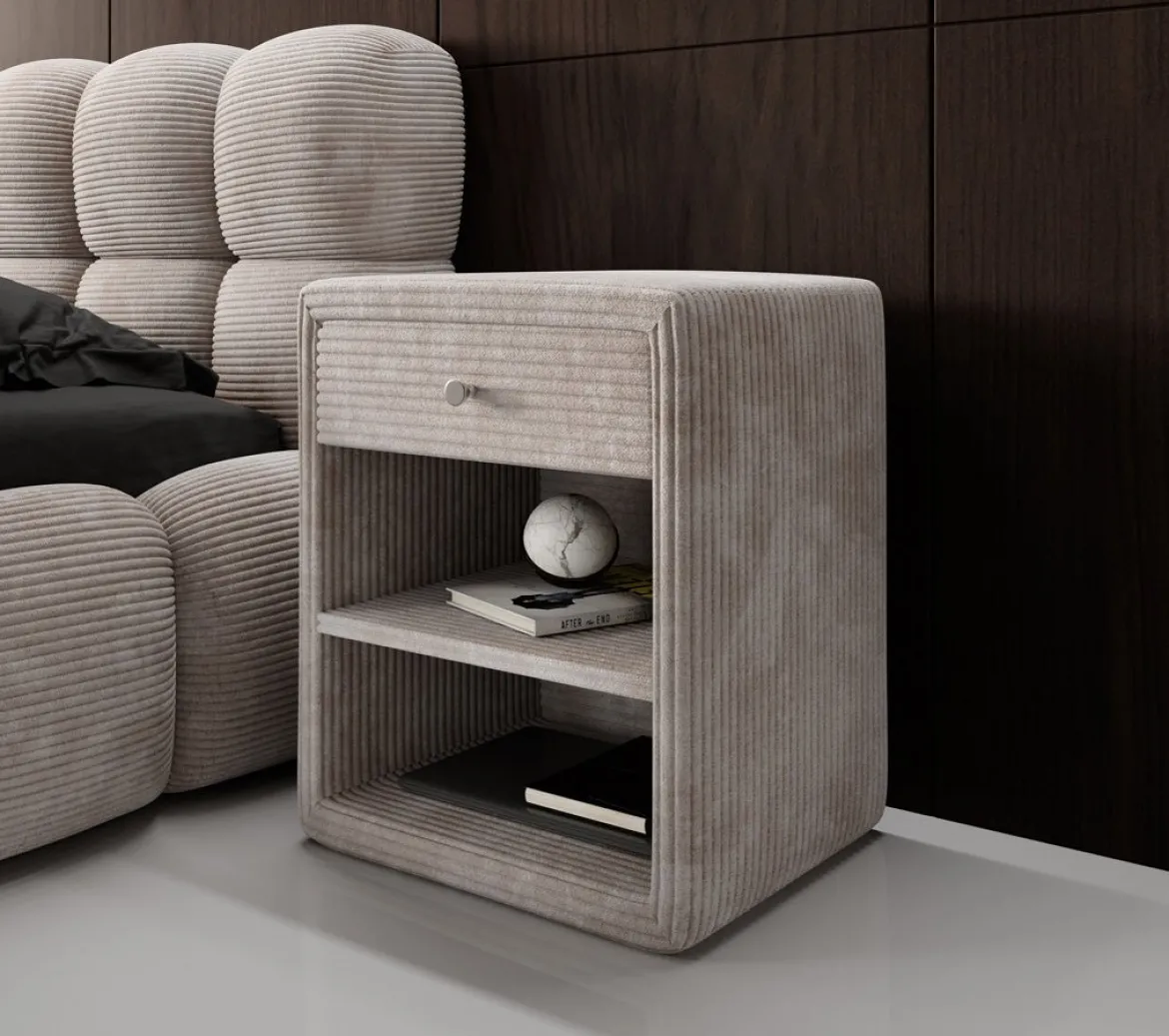 Designer Nachttisch Amy in Cord