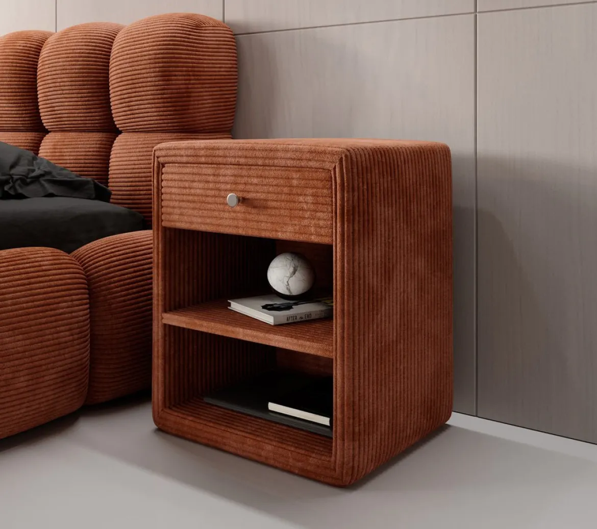 Designer Nachttisch Amy in Cord