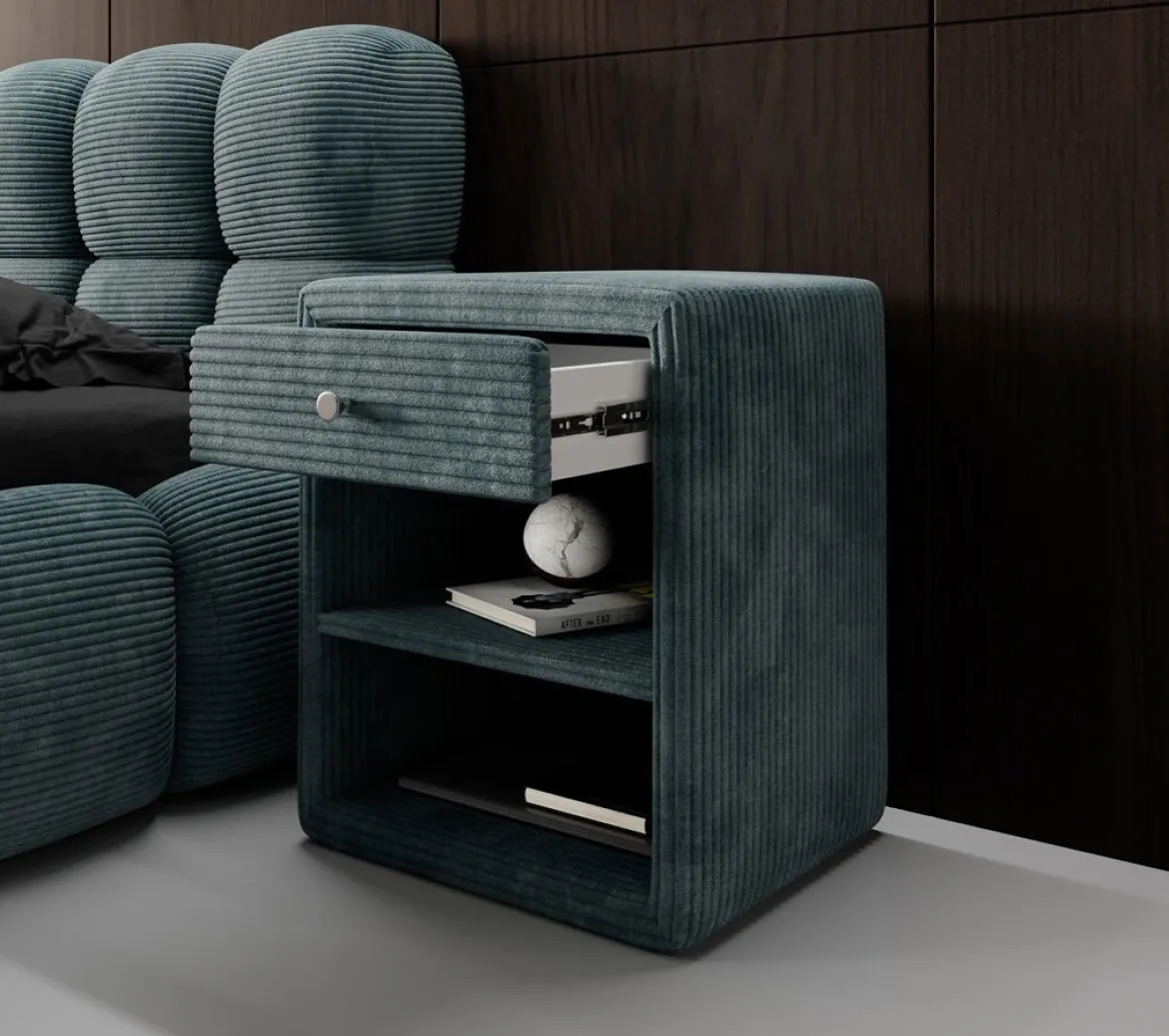 Designer Nachttisch Amy in Cord