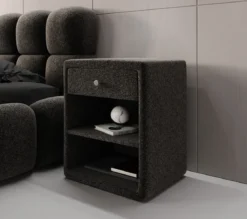 Designer Nachttisch Amy in Strukturstoff