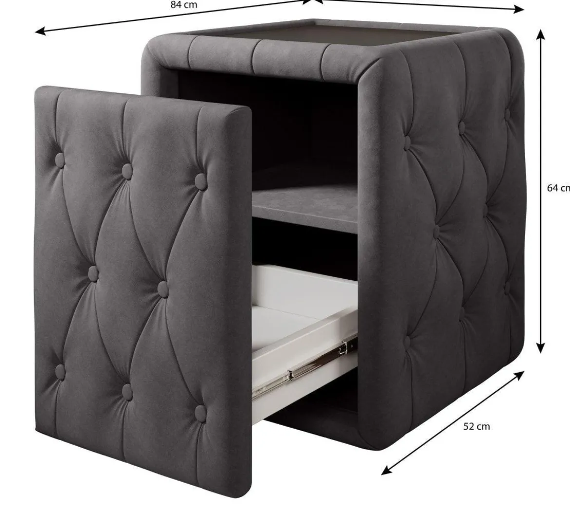 Designer Nachttisch Josy in Samt
