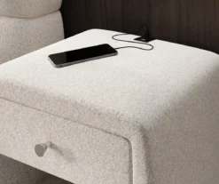 Designer Nachttisch Lilly mit USB Anschluss in Strukturstoff