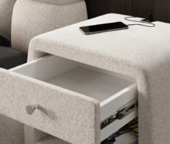 Designer Nachttisch Lilly mit USB Anschluss in Strukturstoff