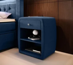 Designer Nachttisch Lilly mit USB Anschluss in Samt