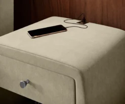 Designer Nachttisch Lilly mit USB Anschluss in Samt