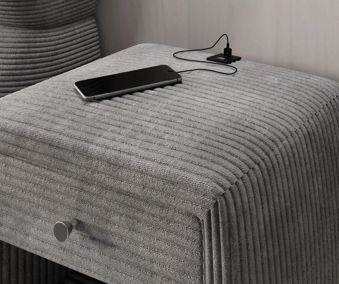 Designer Nachttisch Lilly mit USB Anschluss in Cord