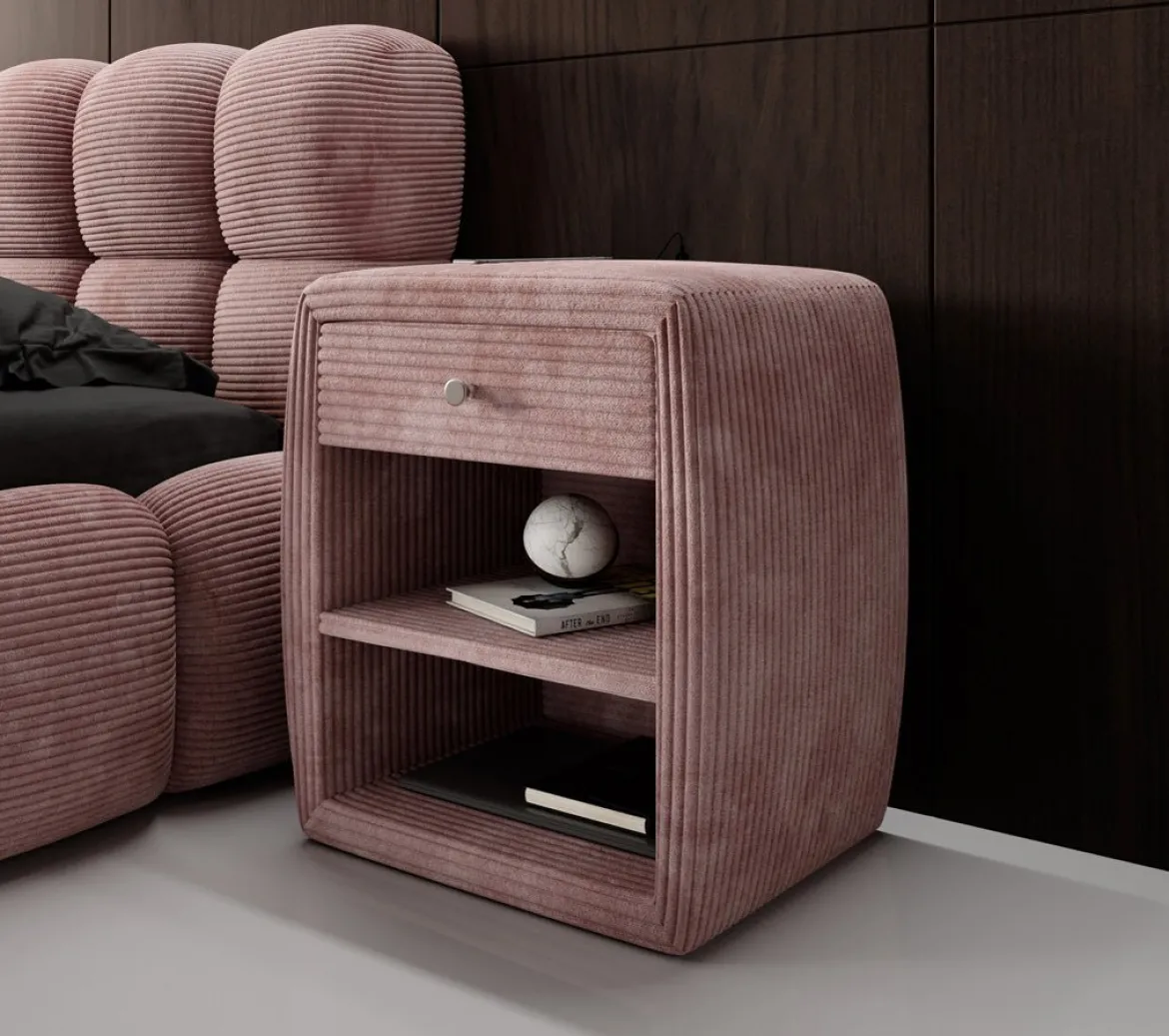 Designer Nachttisch Lilly mit USB Anschluss in Cord