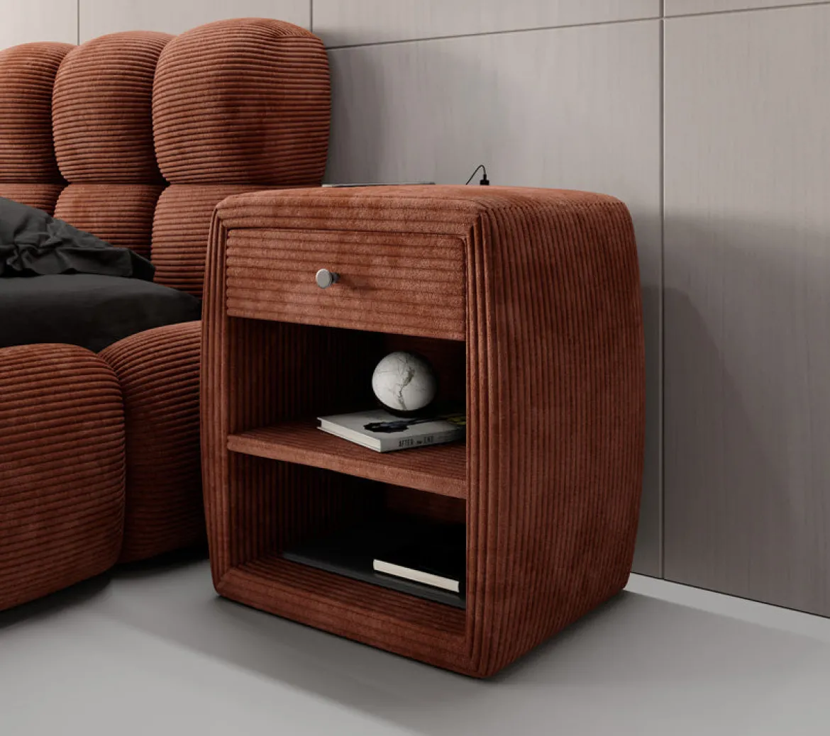 Designer Nachttisch Lilly mit USB Anschluss in Cord