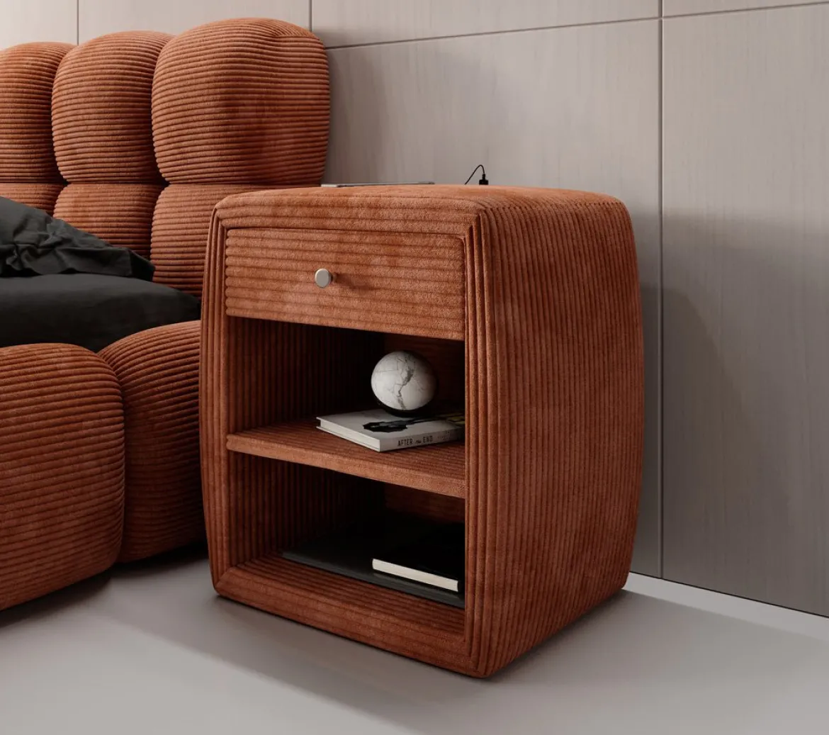 Designer Nachttisch Lilly mit USB Anschluss in Cord
