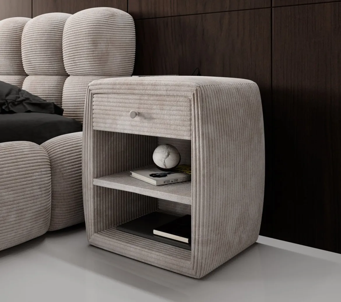 Designer Nachttisch Lilly mit USB Anschluss in Cord