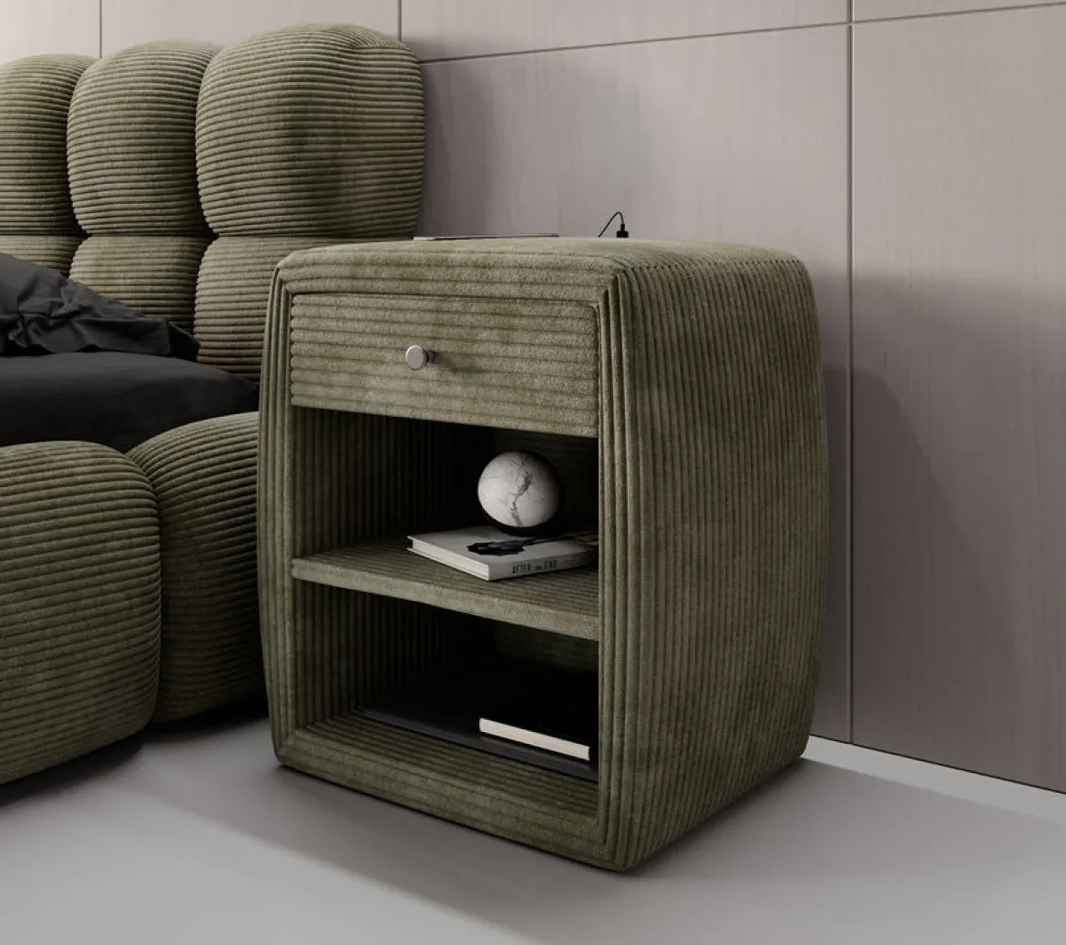 Designer Nachttisch Lilly mit USB Anschluss in Cord