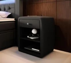 Designer Nachttisch Tavira mit USB (Kunstleder)