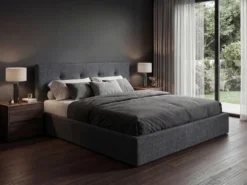 Designer Polsterbett Alva in Samt mit Stauraum