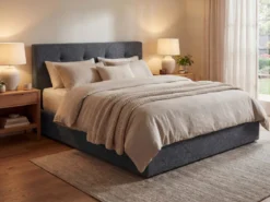 Designer Polsterbett Alva in Samt mit Stauraum
