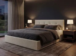 Designer Polsterbett Alva in Samt mit Stauraum