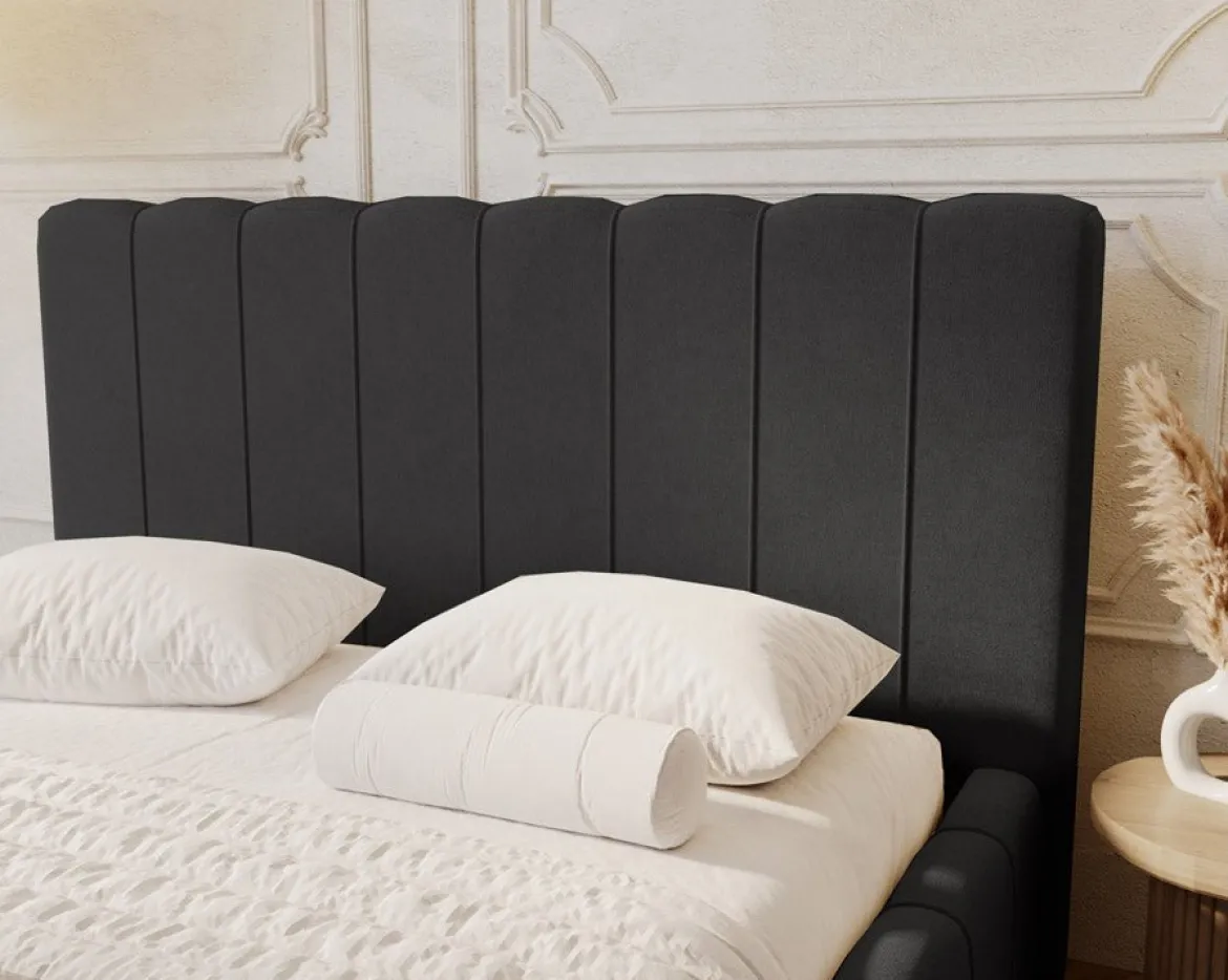 Designer Polsterbett Alvano in Samt mit Stauraum