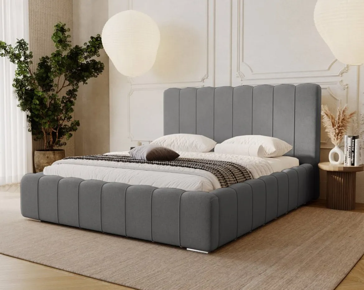 Designer Polsterbett Alvano in Samt mit Stauraum