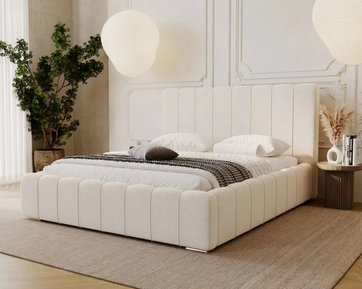 Designer Polsterbett Alvano in Samt mit Stauraum