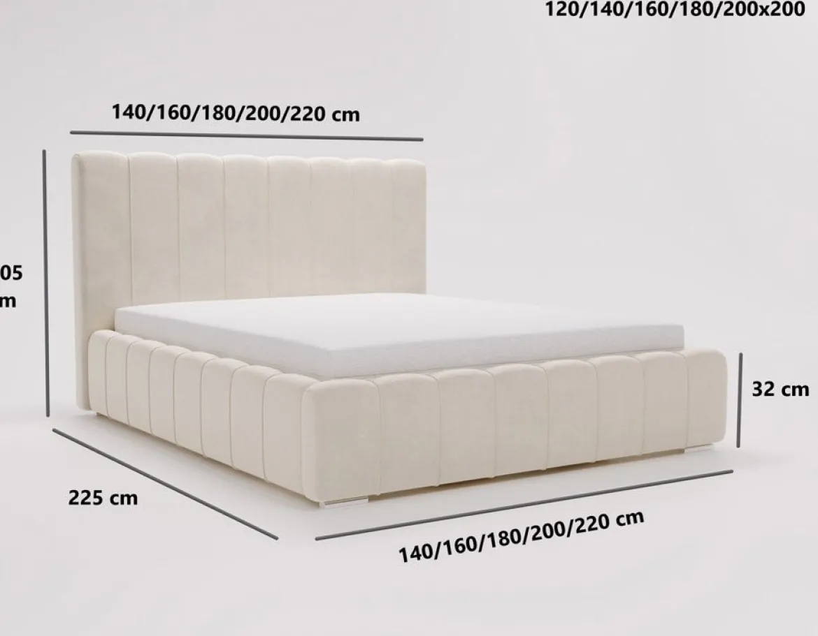 Designer Polsterbett Alvano in Samt mit Stauraum