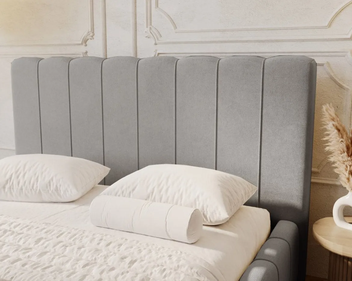 Designer Polsterbett Alvano in Samt mit Stauraum