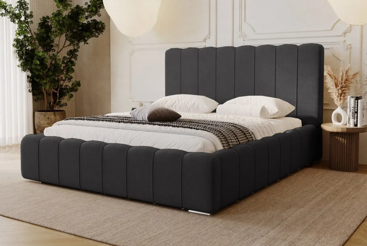 Designer Polsterbett Alvano in Samt mit Stauraum