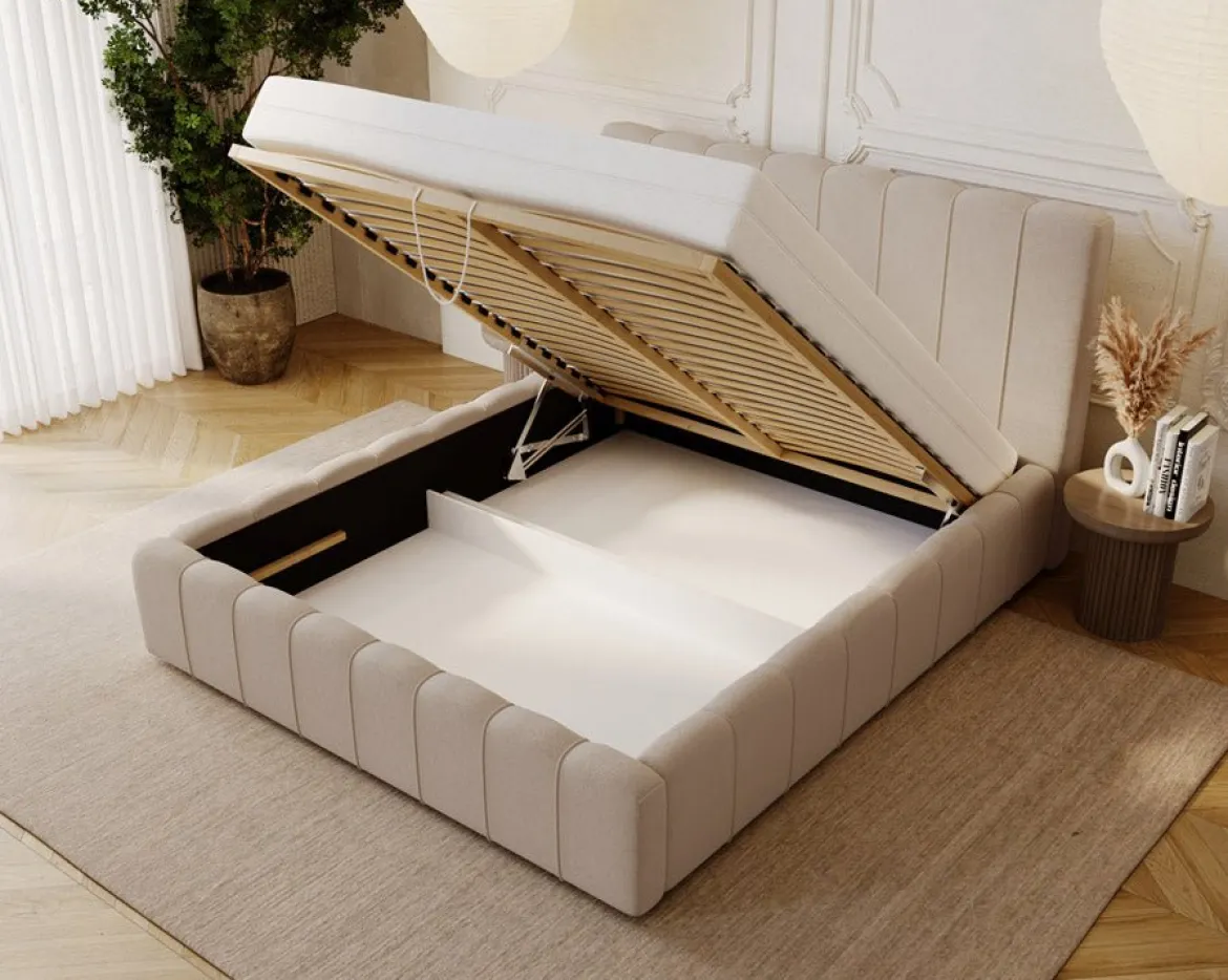 Designer Polsterbett Alvano in Samt mit Stauraum