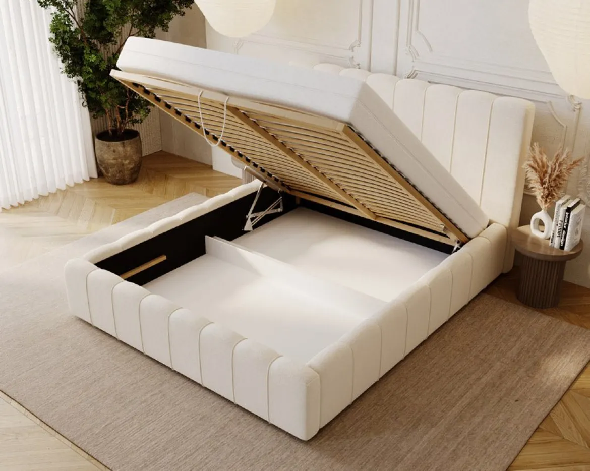 Designer Polsterbett Alvano in Samt mit Stauraum