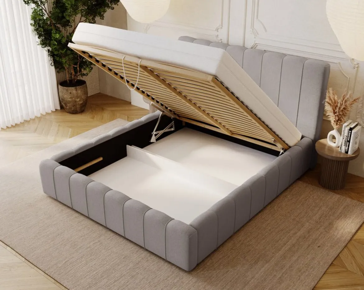 Designer Polsterbett Alvano in Samt mit Stauraum