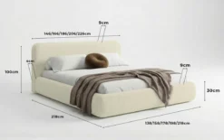 Designer Polsterbett Arosa in Bouclé mit Stauraum